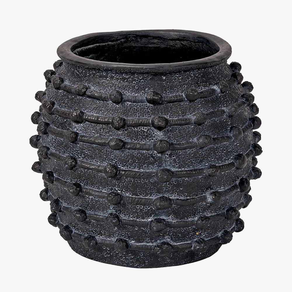 Black Bobble Fibrestone Decorative Planter Large